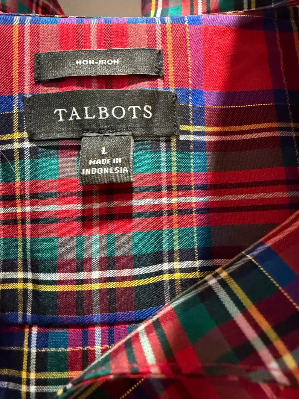 Talbots Red Plaid Non Iron Tunic - SZ L